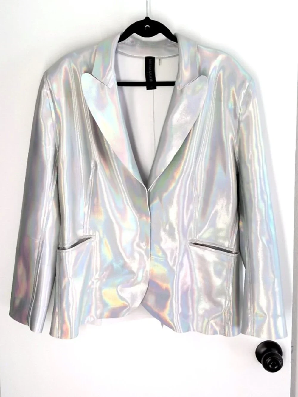 Norma Kamali silver holographic blazer XL/42